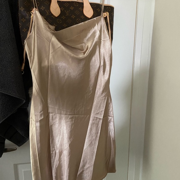 Black/Champagne Satin Dresses - Picture 2 of 2